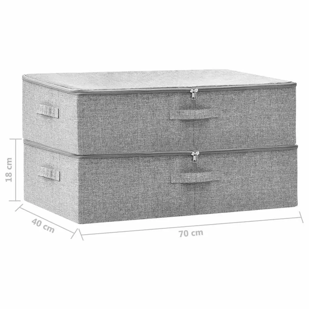 Foldable Storage Boxes for Home Organisation Grey 70 x 40 x 18 cm Set of 2