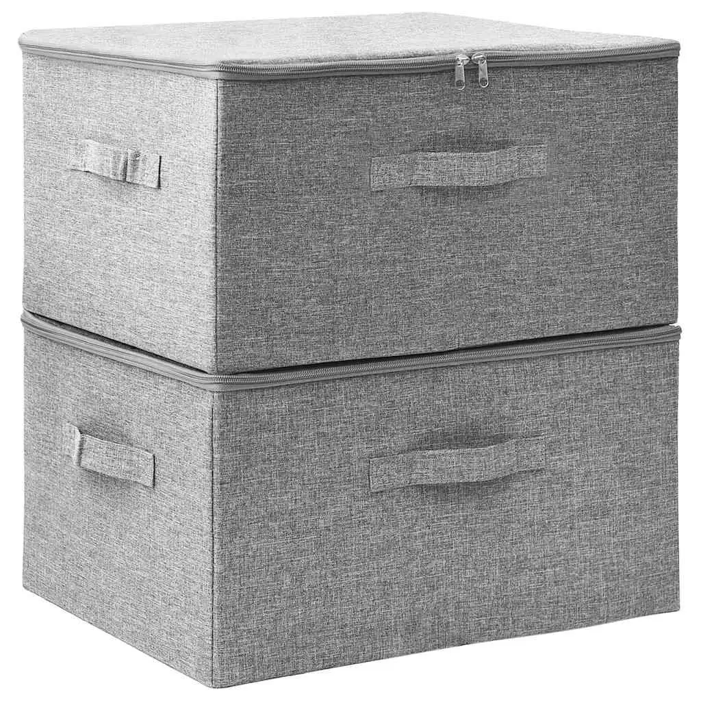 Foldable Fabric Storage Boxes 2 pcs Household Organiser Grey 43x34x23 cm
