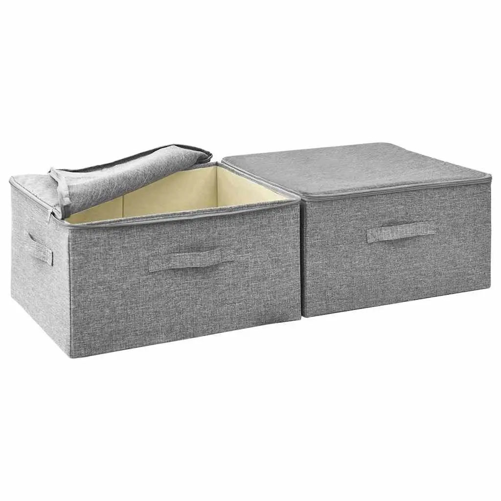 Foldable Fabric Storage Boxes 2 pcs Household Organiser Grey 43x34x23 cm