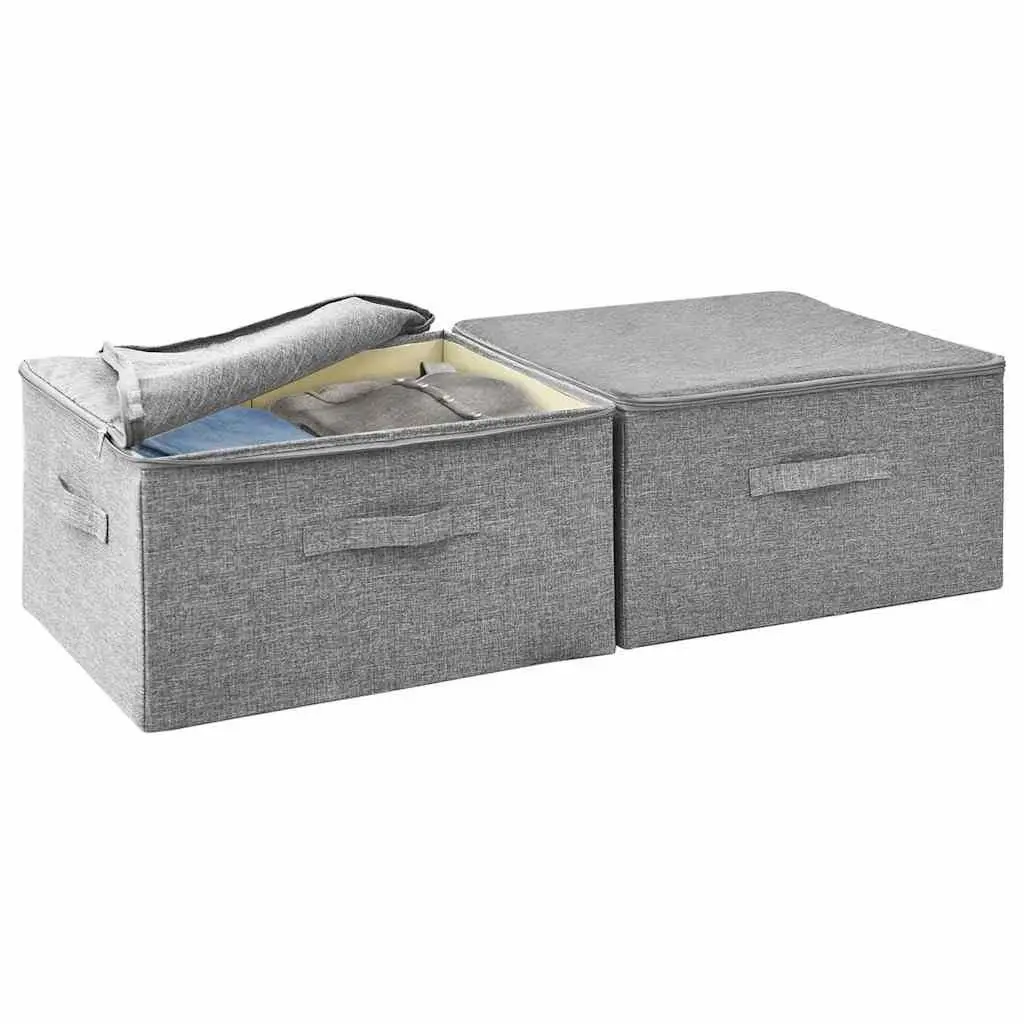 Foldable Fabric Storage Boxes 2 pcs Household Organiser Grey 43x34x23 cm