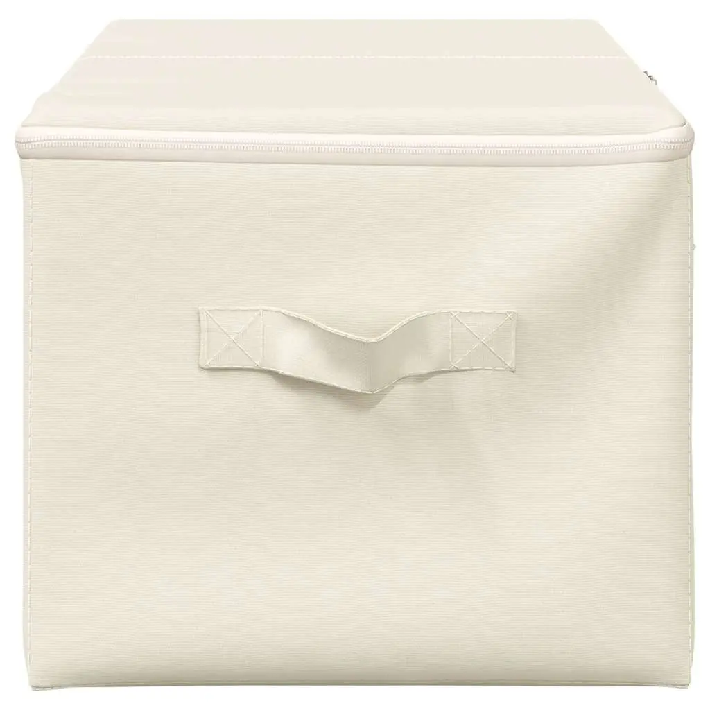 Fabric Storage Boxes Set 2 pcs Foldable Household Organiser Cream 43x34x23cm