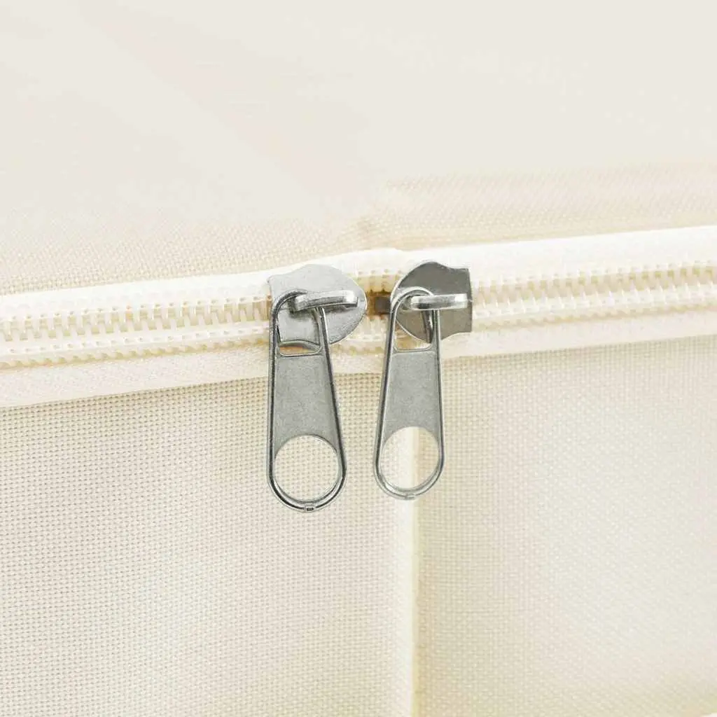 Fabric Storage Boxes Set 2 pcs Foldable Household Organiser Cream 43x34x23cm