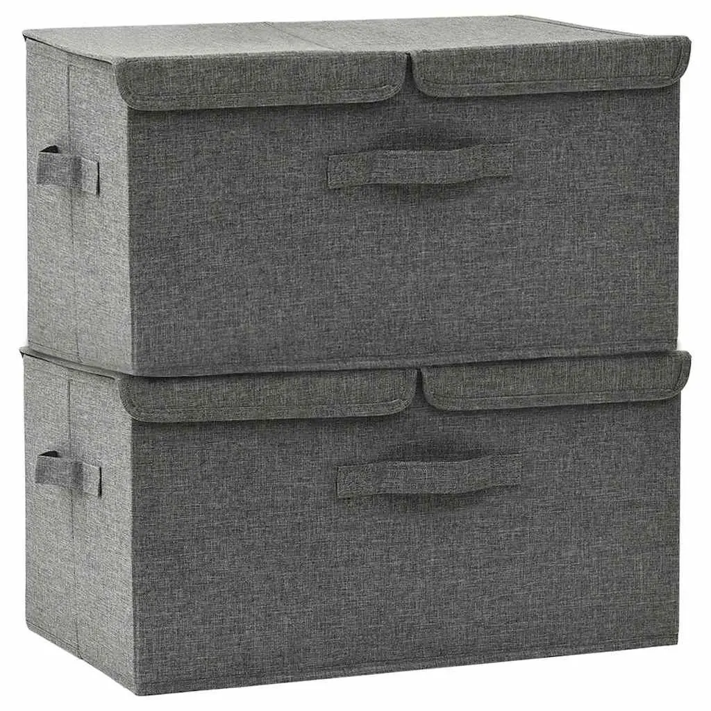 Folding Storage Cubes for Home Organisation with Handle Anthracite Non-Woven Fabric Size 2 Compartment