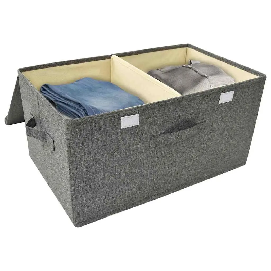 Folding Storage Cubes for Home Organisation with Handle Anthracite Non-Woven Fabric Size 2 Compartment