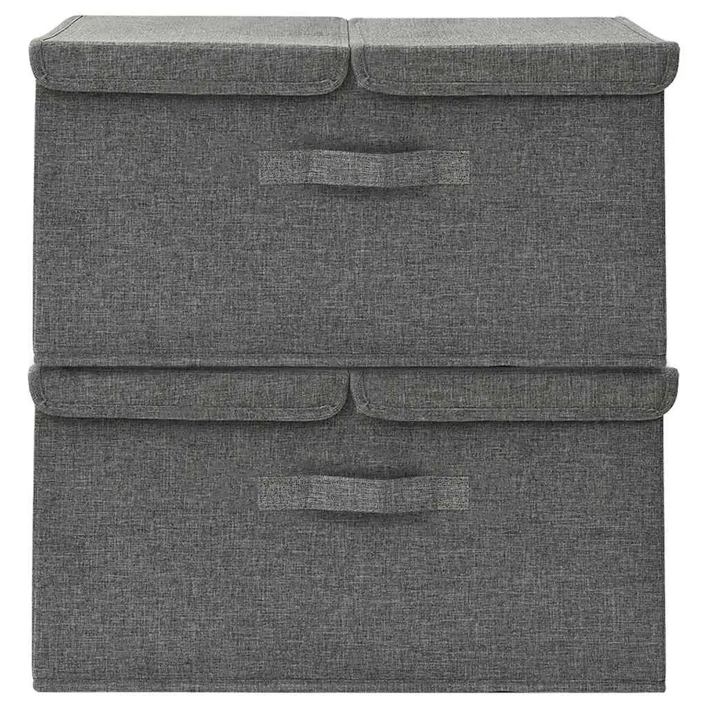 Folding Storage Cubes for Home Organisation with Handle Anthracite Non-Woven Fabric Size 2 Compartment