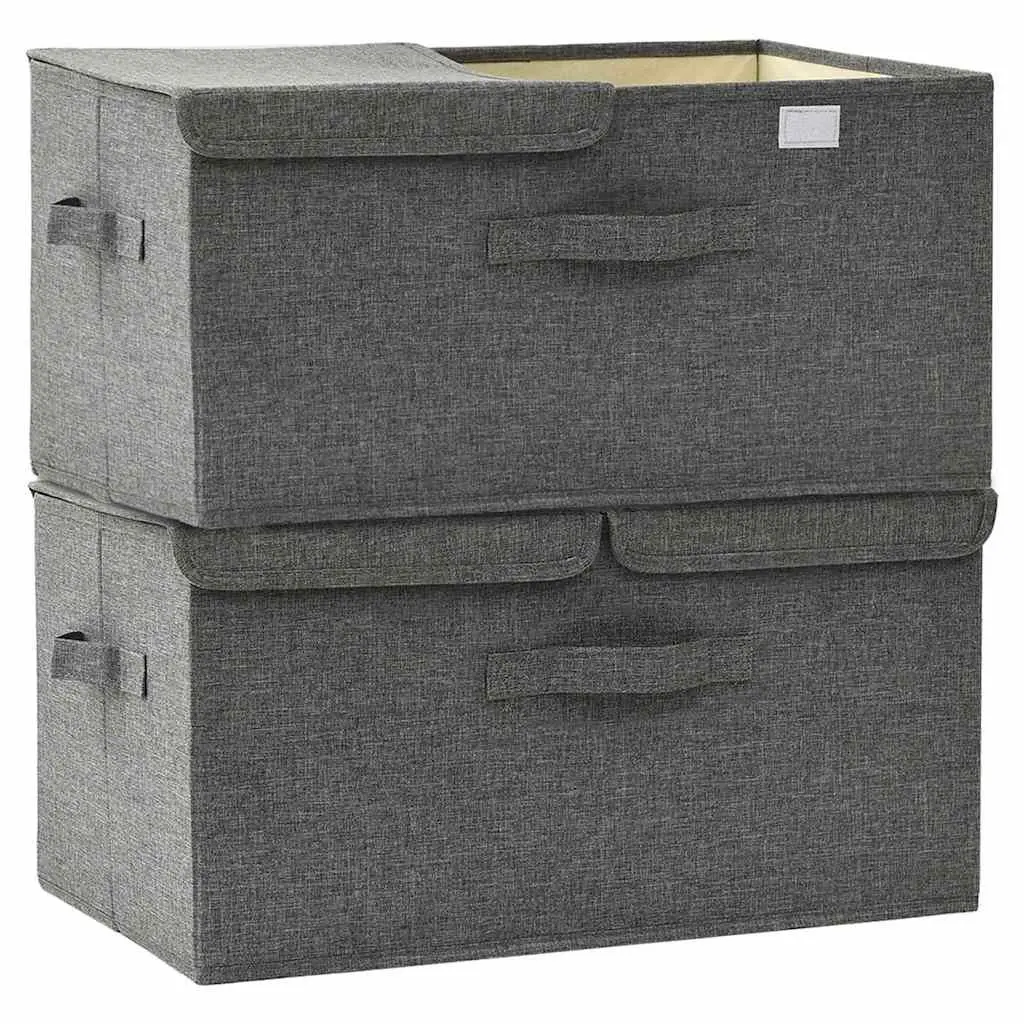 Folding Storage Cubes for Home Organisation with Handle Anthracite Non-Woven Fabric Size 2 Compartment