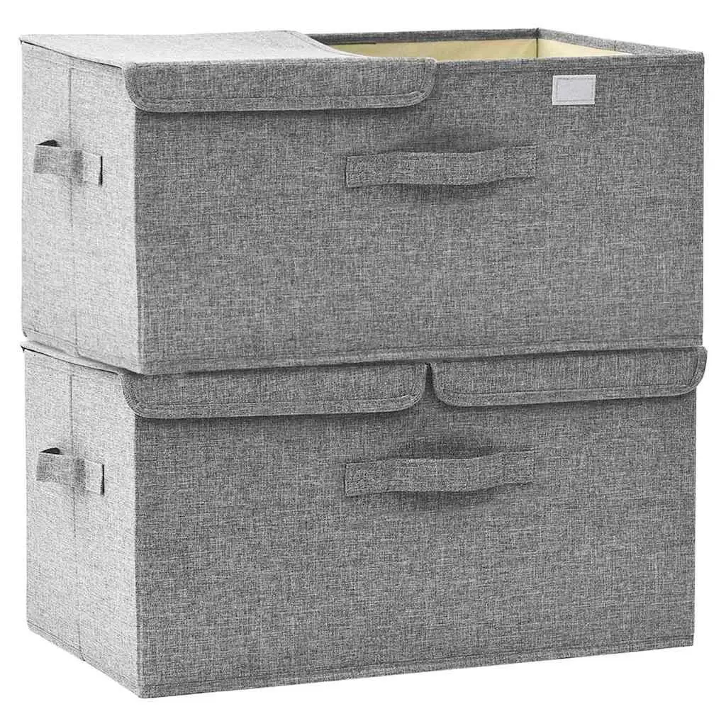 50x30x25 cm Grey Foldable Storage Boxes, Set of 2