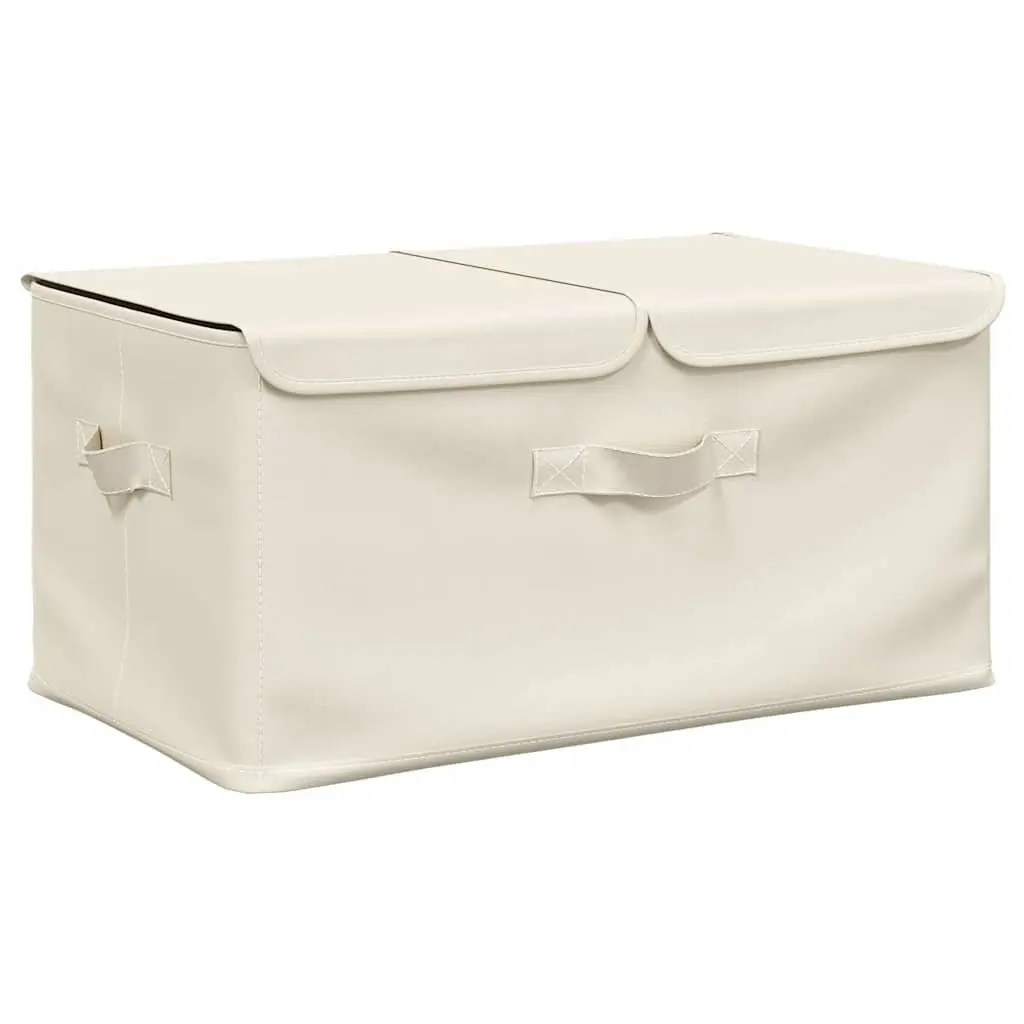 Fabric Storage Boxes 50x30x25 cm, 2 pcs, Cream Colour