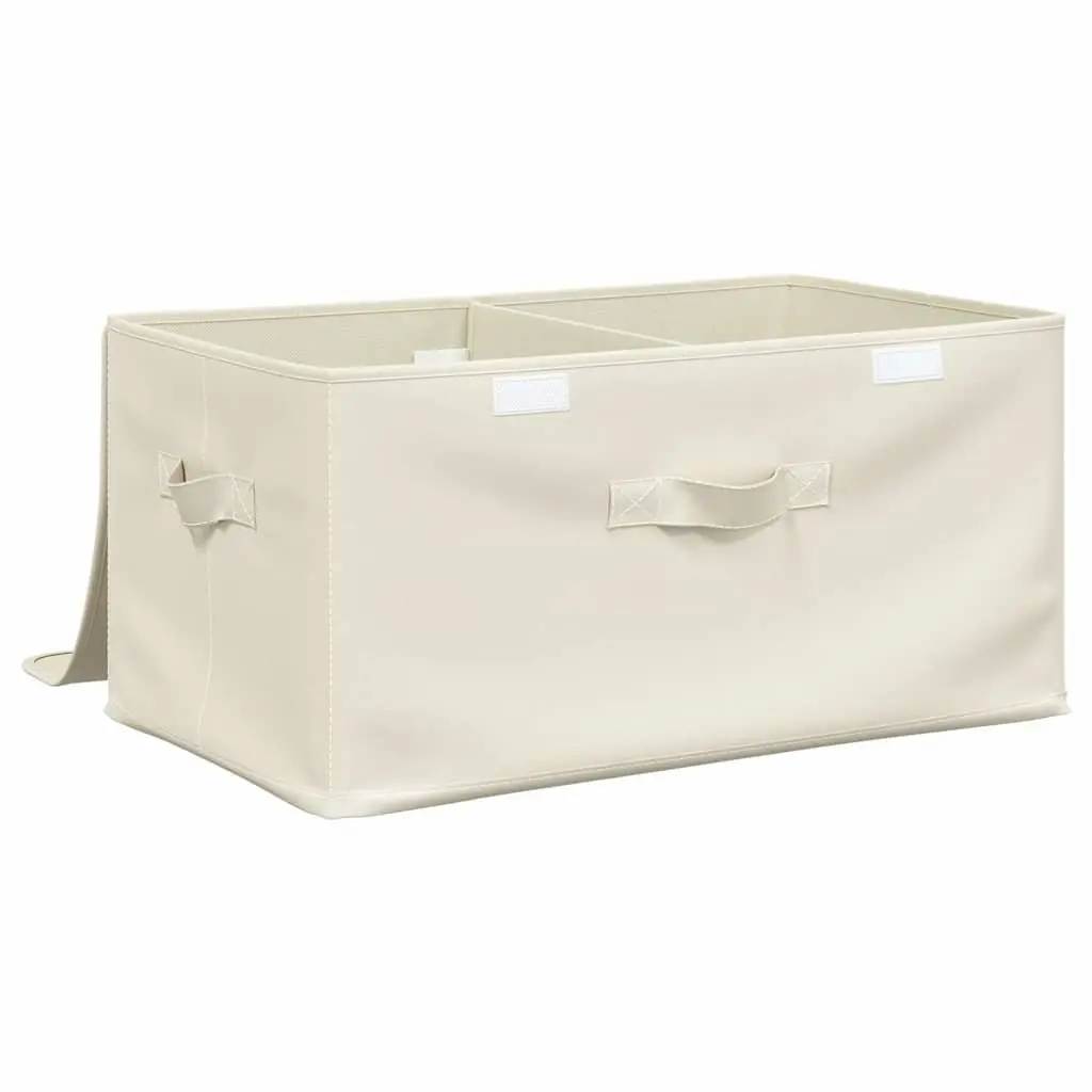 Fabric Storage Boxes 50x30x25 cm, 2 pcs, Cream Colour
