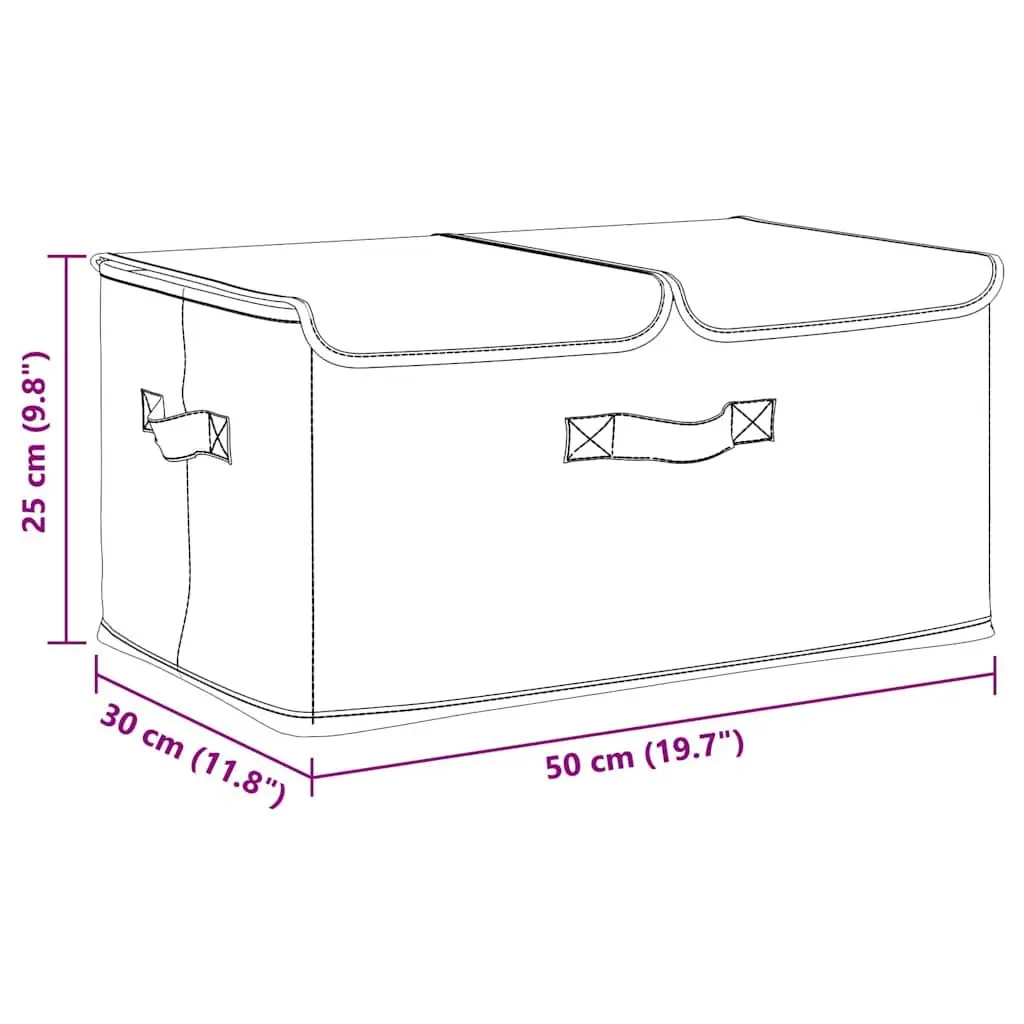 Fabric Storage Boxes 50x30x25 cm, 2 pcs, Cream Colour