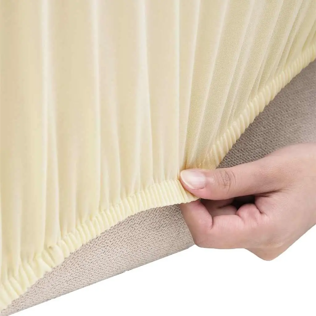 3-Seater Stretch Couch Slipcover Cream Polyester Jersey Sofa Protector