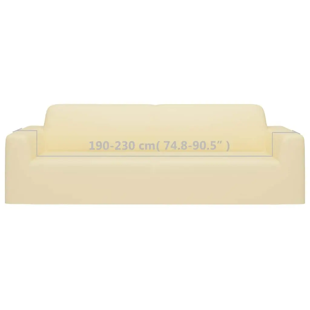 3-Seater Stretch Couch Slipcover Cream Polyester Jersey Sofa Protector