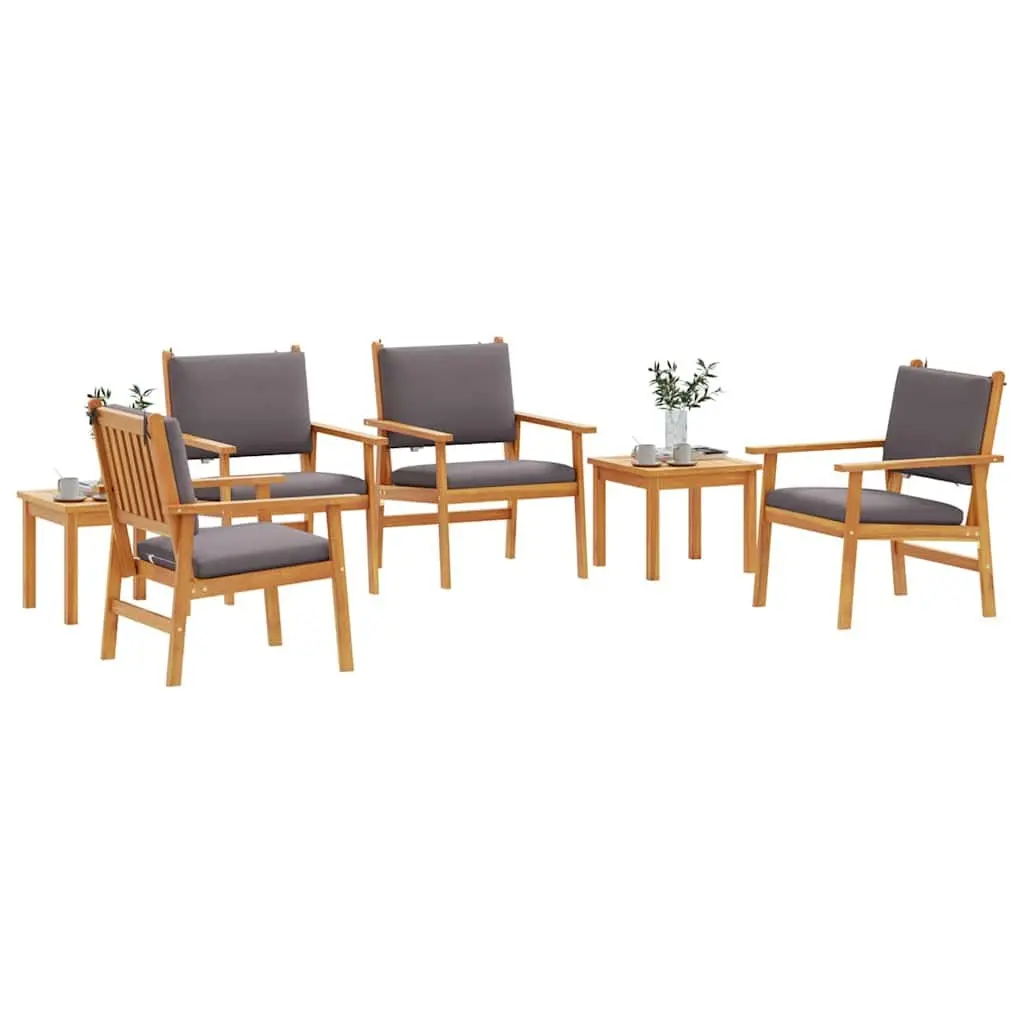 Outdoor Garden Sofa Set 6 Pieces Brown Wood Patio Furniture