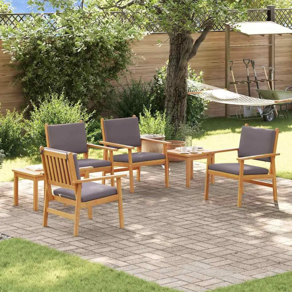Outdoor Garden Sofa Set 6 Pieces Brown Wood Patio Furniture