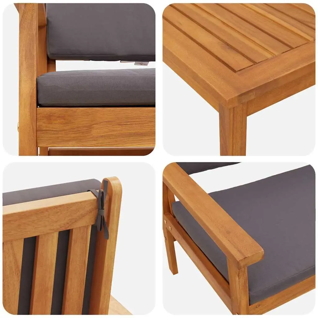 Outdoor Garden Sofa Set 6 Pieces Brown Wood Patio Furniture
