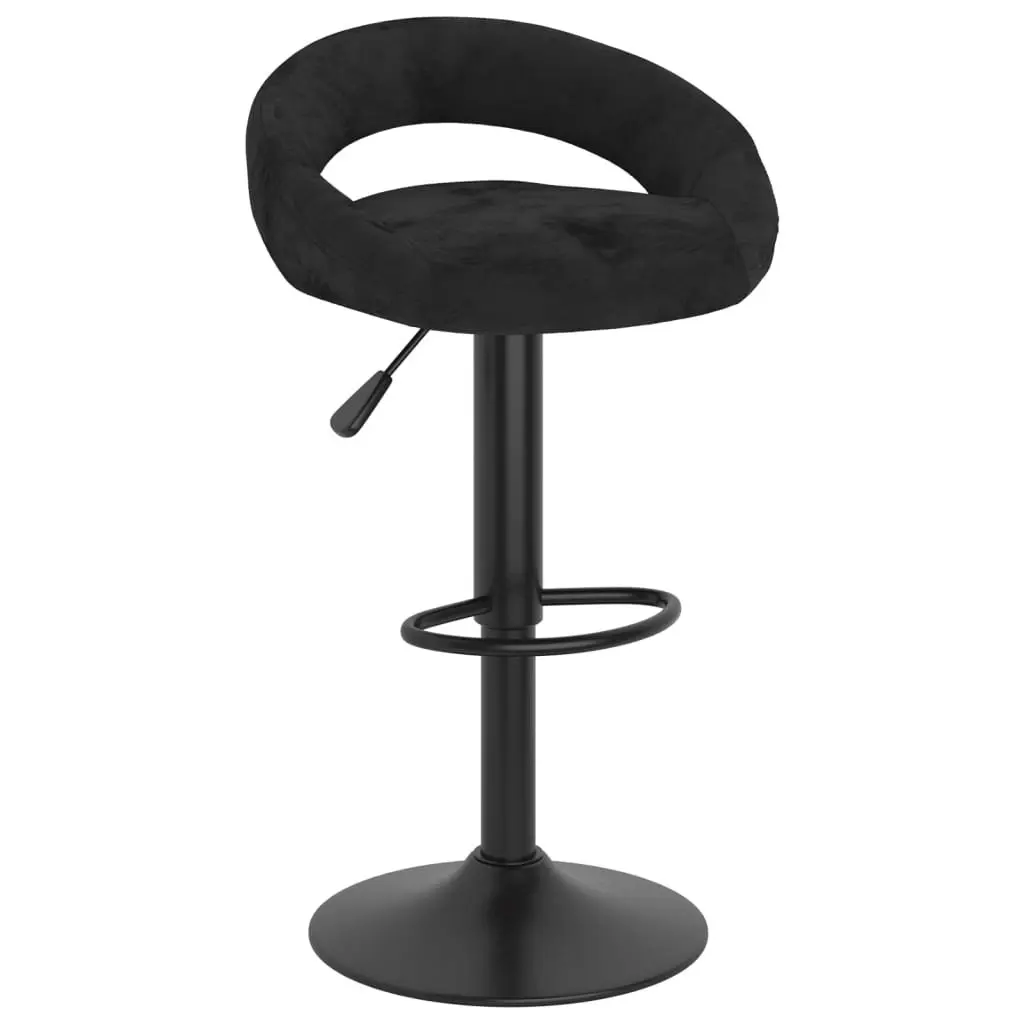 Bar Stools for Kitchen Counter Black Velvet Adjustable Height 2 Piece