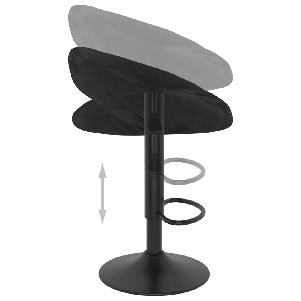 Bar Stools for Kitchen Counter Black Velvet Adjustable Height 2 Piece