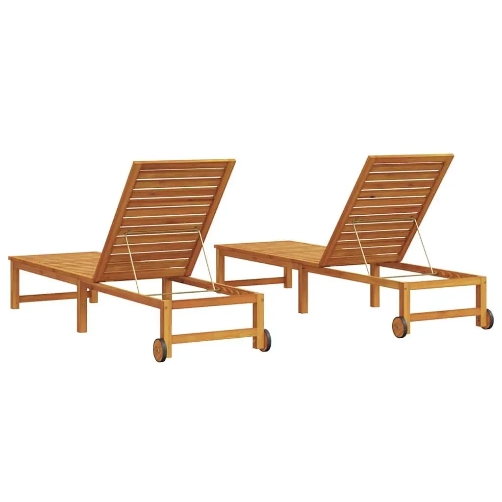 Sun Lounger Outdoor Garden Furniture 2 Piece Adjustable Brown