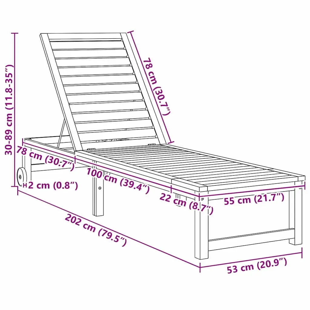 Sun Lounger Outdoor Garden Furniture 2 Piece Adjustable Brown