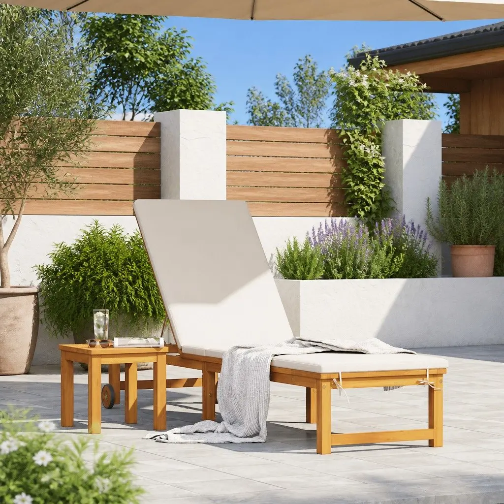 Sun Lounger Set, 2 pcs, Adjustable Backrest, Acacia Wood