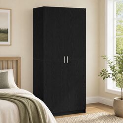 Black Wardrobe Specifications: 80 x 50.5 x 180 cm Engineered Wood