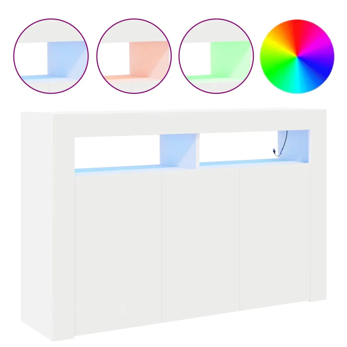 White Sideboard with RGB LED Lights