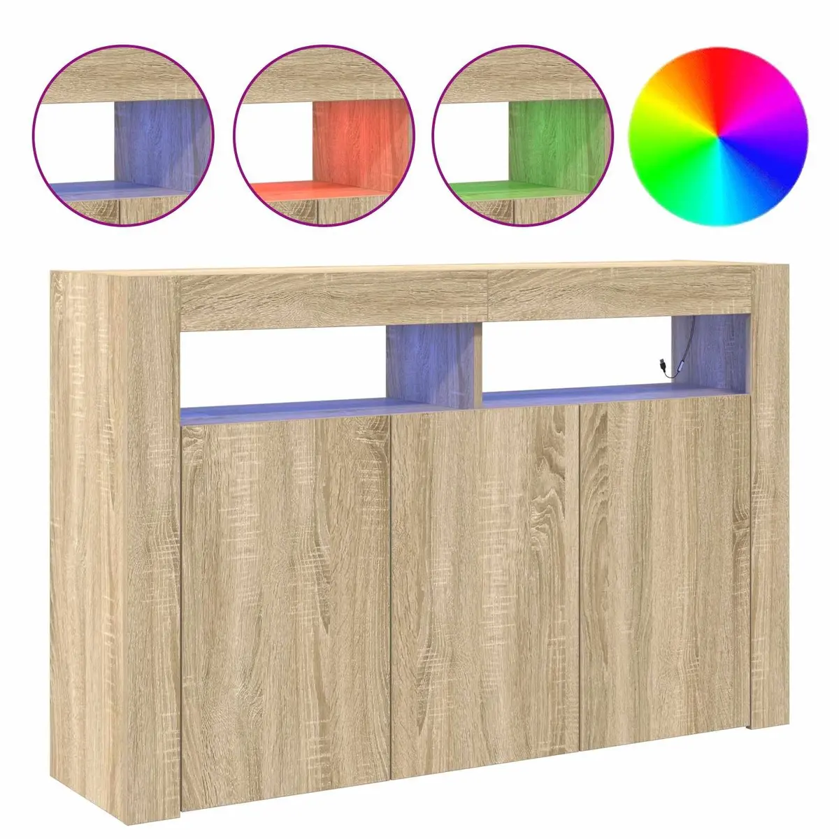 Sideboard for Living Room 116x30x75cm Engineered Wood RGB LED Storage Cabinet