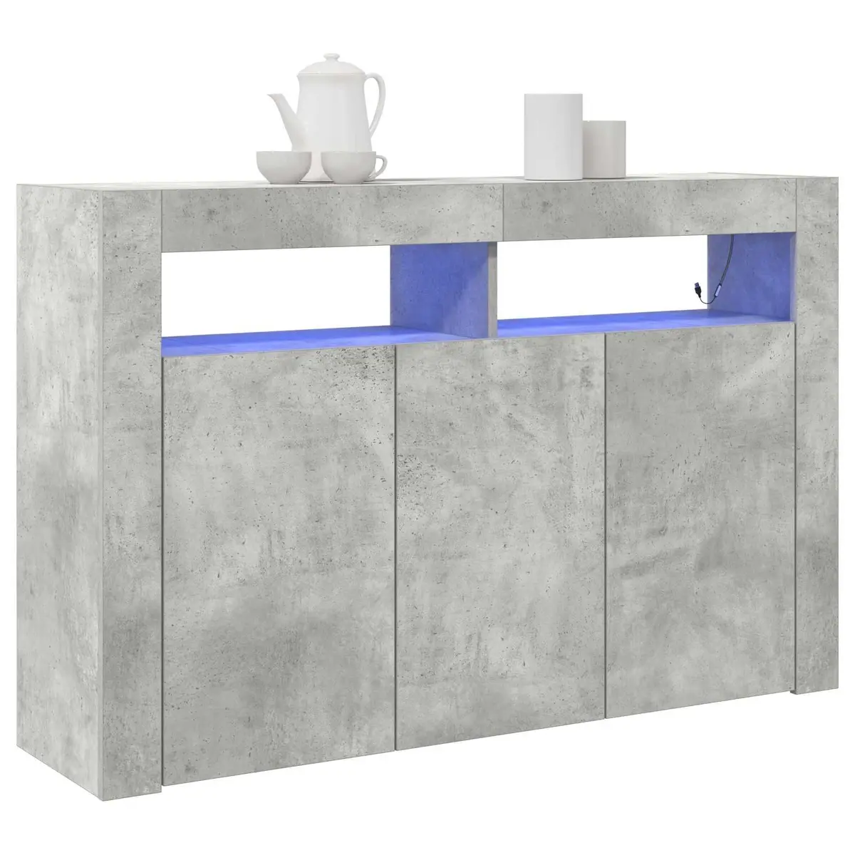 Sideboard for Living Room Grey Engineered Wood with RGB LED Lighting 116 x 30 x 75 cm