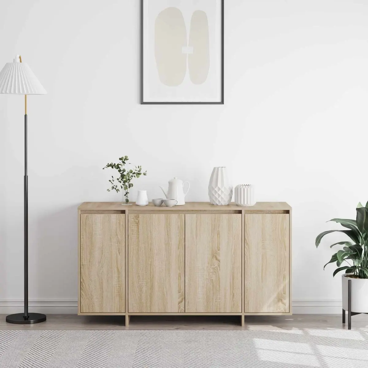 Sideboard Storage Cabinet Living Room 135cm Sonoma Oak Modern Furniture