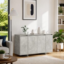 Grey Sideboard with Dimensions 135 x 41 x 75 cm