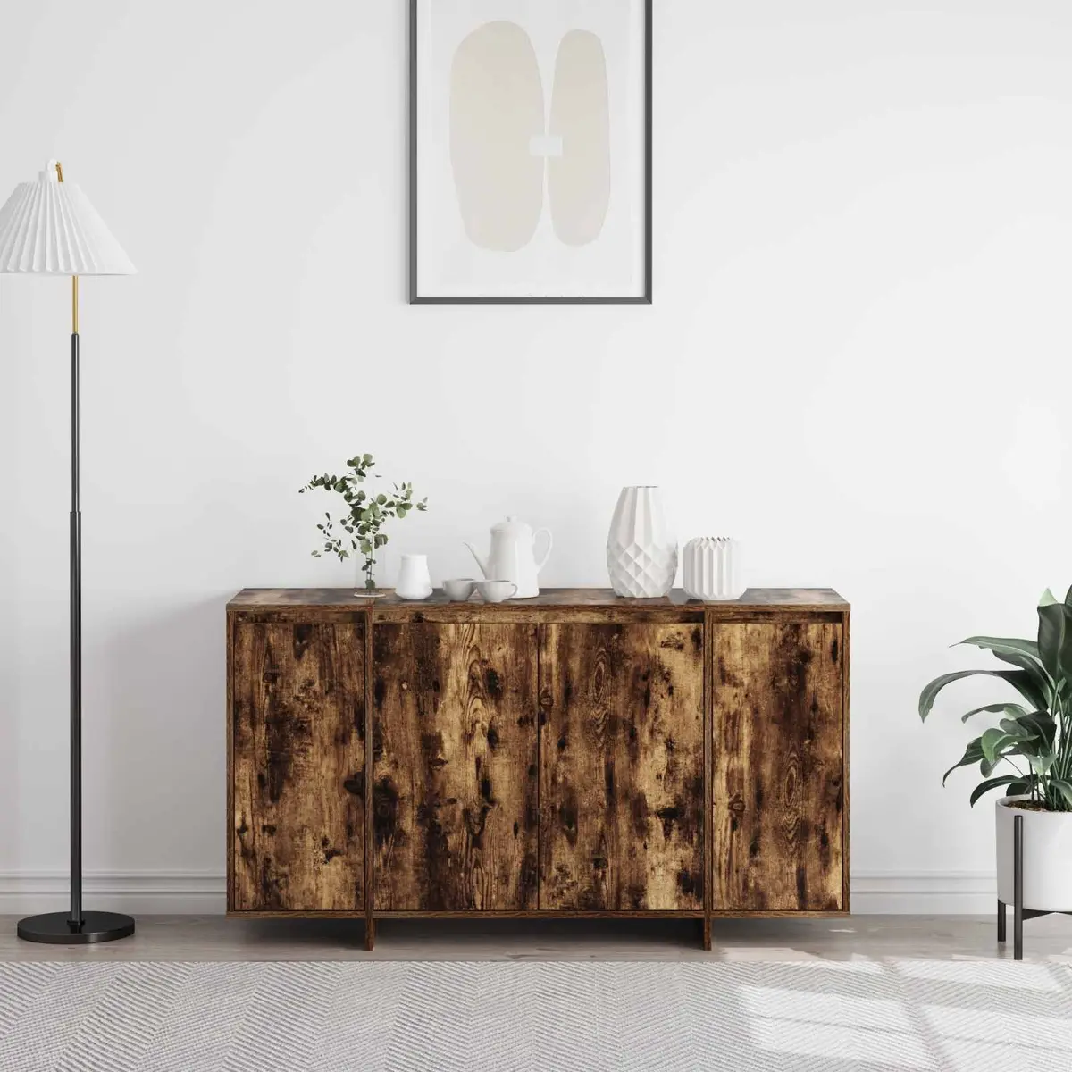 135cm Brown Engineered Wood Sideboard