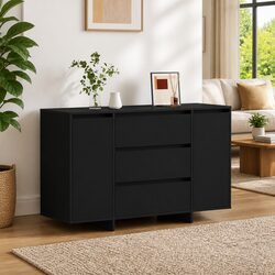 Rectangular Black Sideboard: 120 x 41 x 75 cm, Engineered Wood