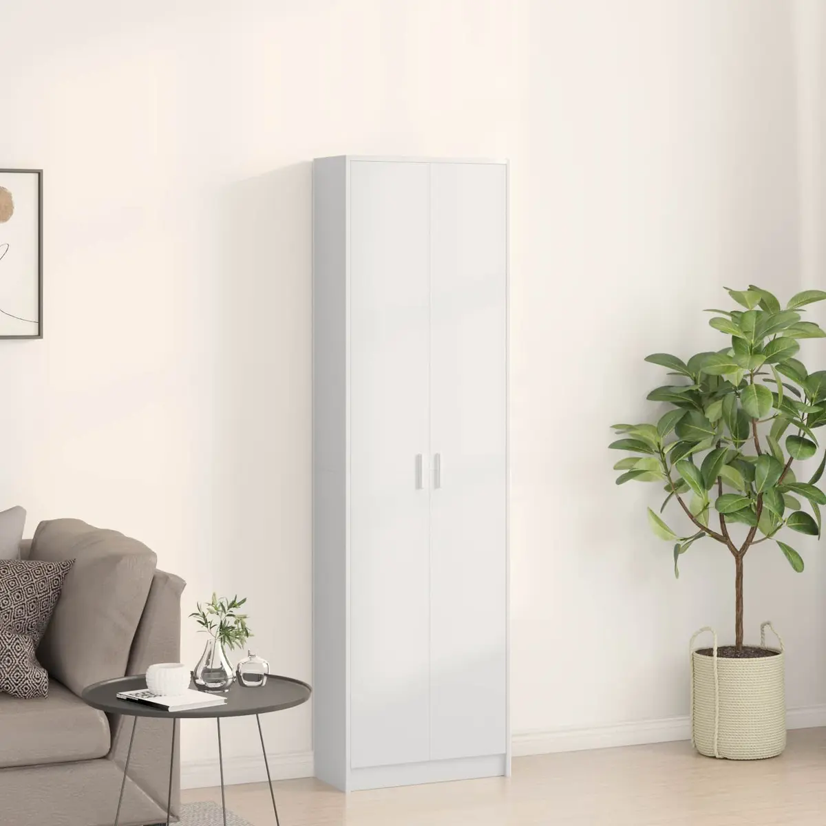 White Wardrobe Storage Cabinet for Bedroom 55x25x189cm
