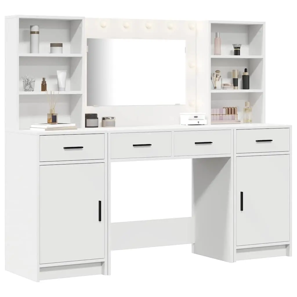 Dressing Table Set with LED Mirror and Storage Shelves