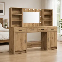 Dressing Table Set with LED Mirror 3 pcs - Used Condition