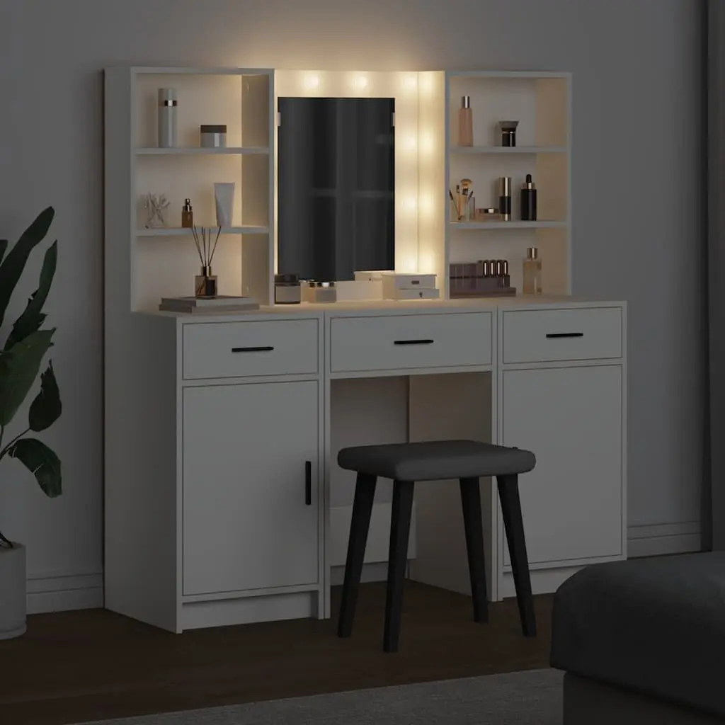 3-Piece Dressing Table with LED Mirror