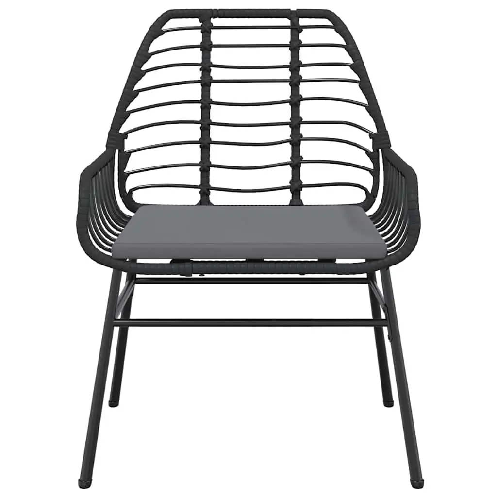 Garden Dining Set Outdoor Furniture 3 Piece Black Poly Rattan Glass Table Chairs