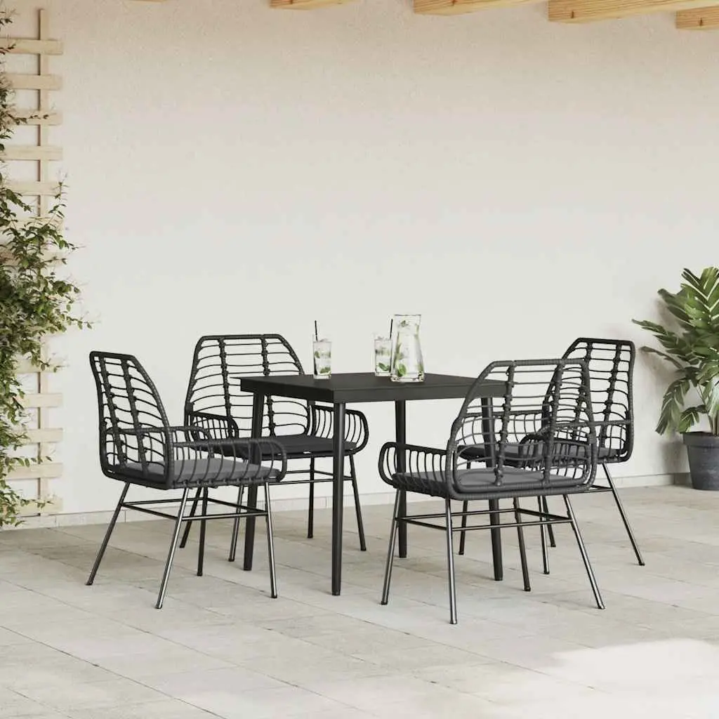 5 Piece Garden Dining Set with Glass Top