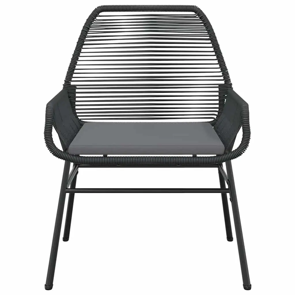 Outdoor Dining Set 5 Piece Black Poly Rattan Patio Furniture with Cushions