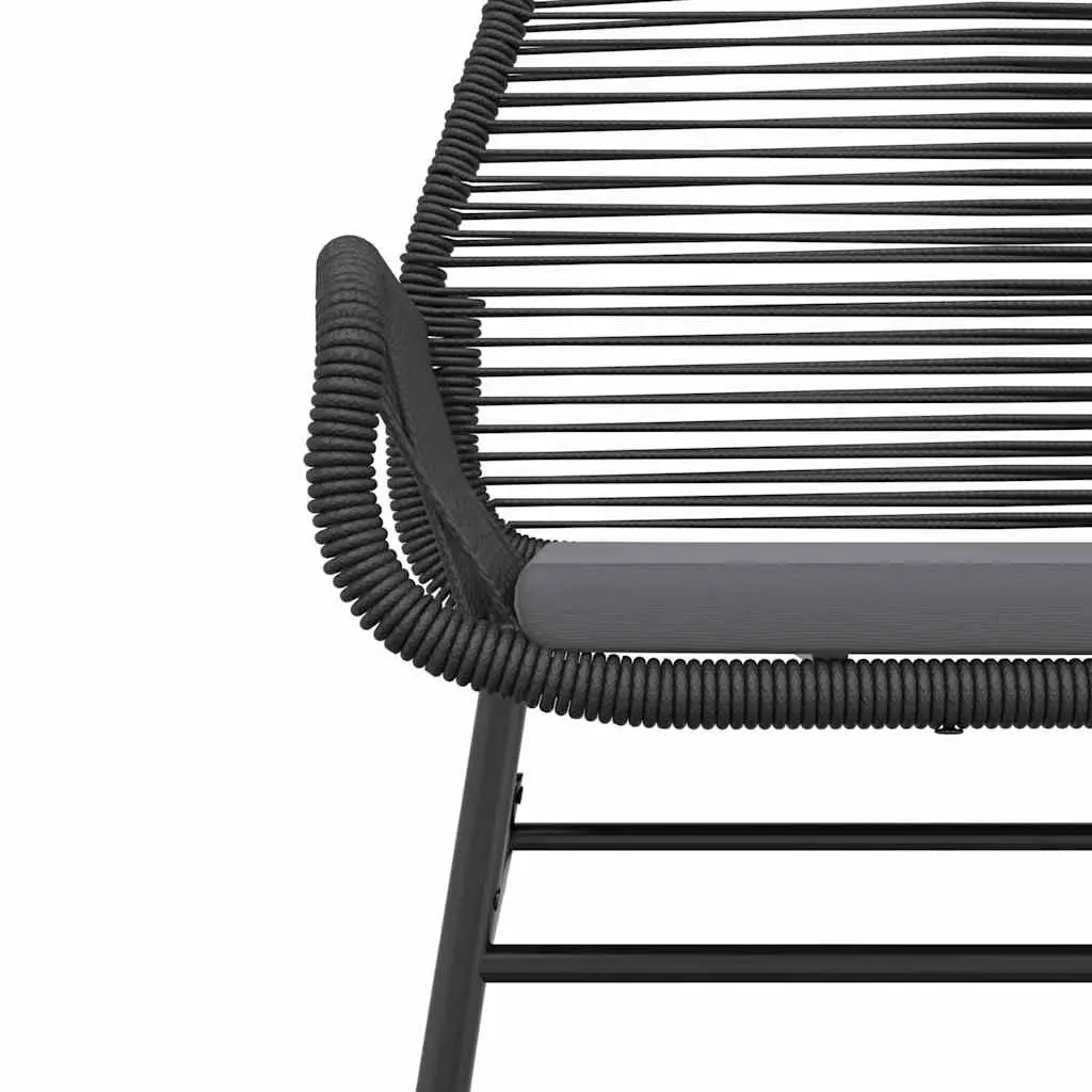 Outdoor Dining Set 5 Piece Black Poly Rattan Patio Furniture with Cushions