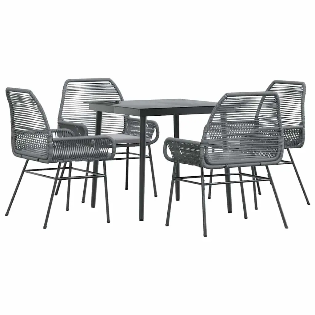 Outdoor Furniture Set 5 Piece Grey Poly Rattan Dining Table and Chairs