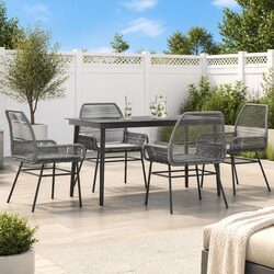 5-Piece Outdoor Dining Set: Grey Rattan Table & Chairs