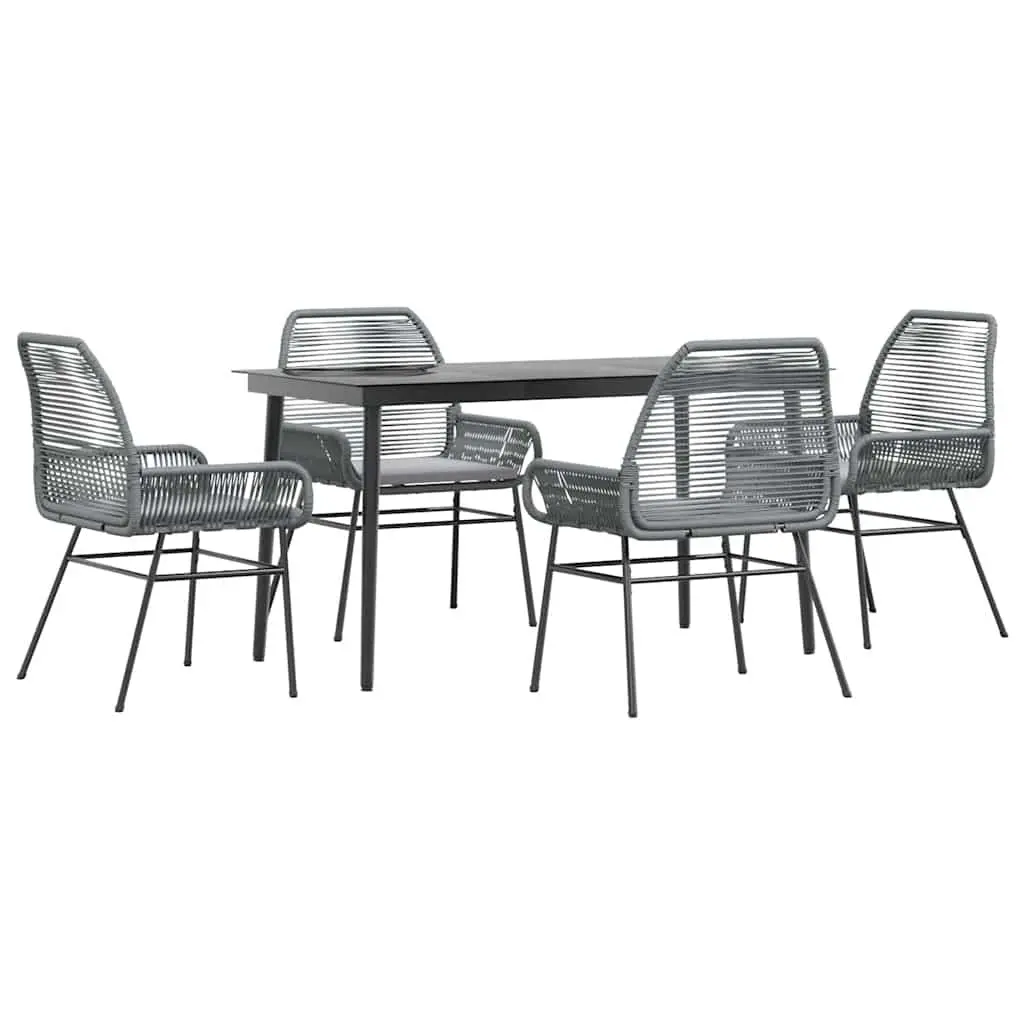Garden Dining Set 5 Piece Outdoor Furniture Patio Table Chairs Grey with