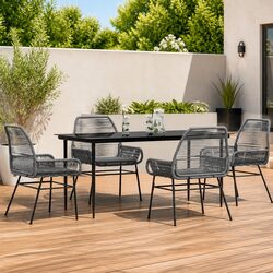 Garden Dining Set: 5-Piece Grey Rattan Furniture