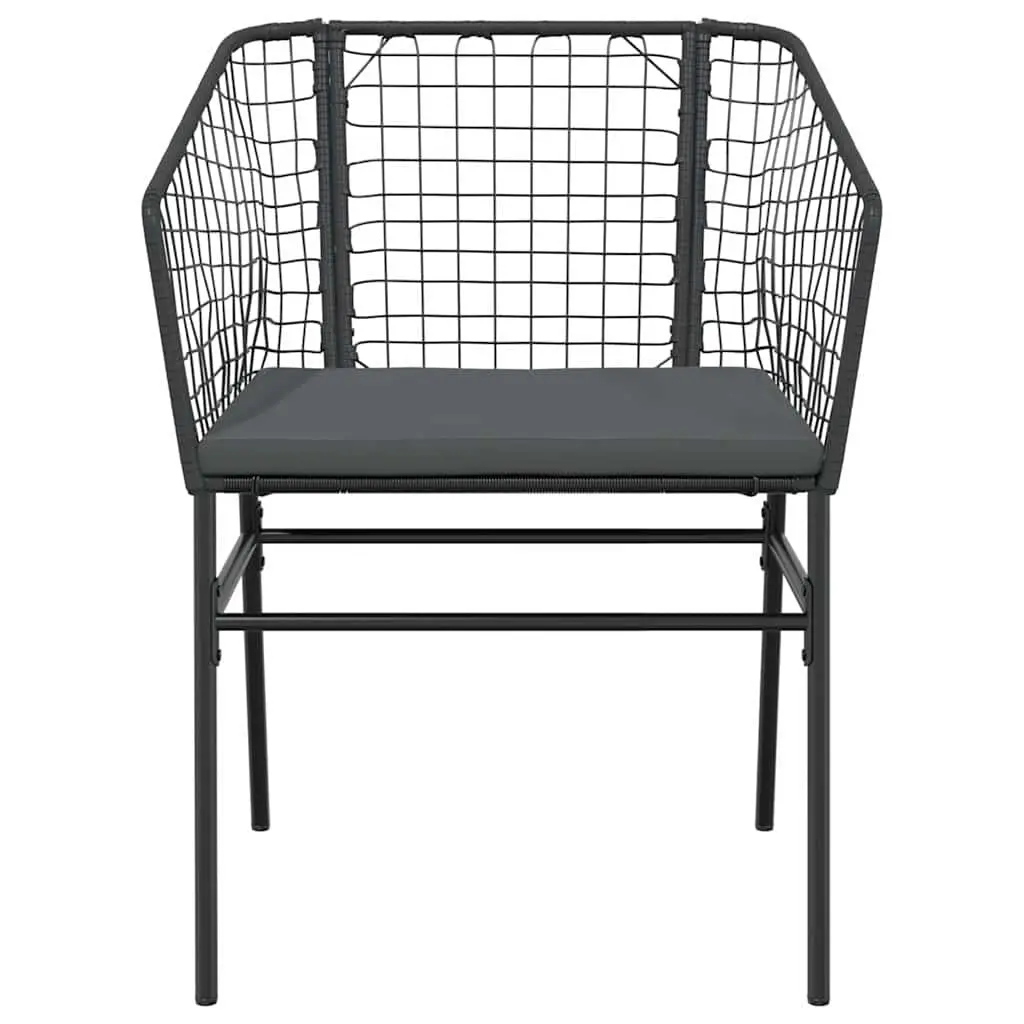 5 Piece Outdoor Dining Set Black Rattan Table and Chairs with Cushions for Garden and Patio