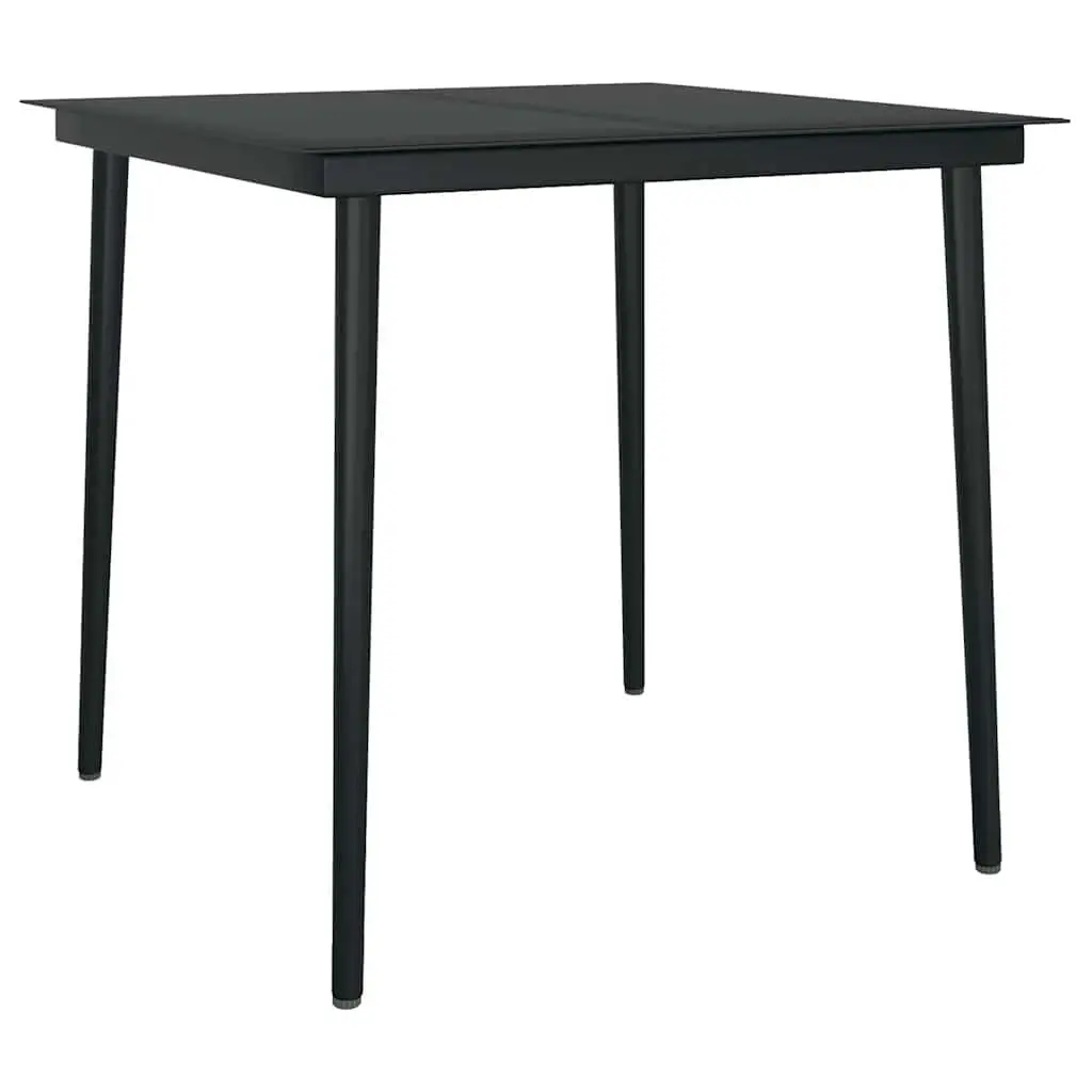 5 Piece Outdoor Dining Set Black Rattan Table and Chairs with Cushions for Garden and Patio