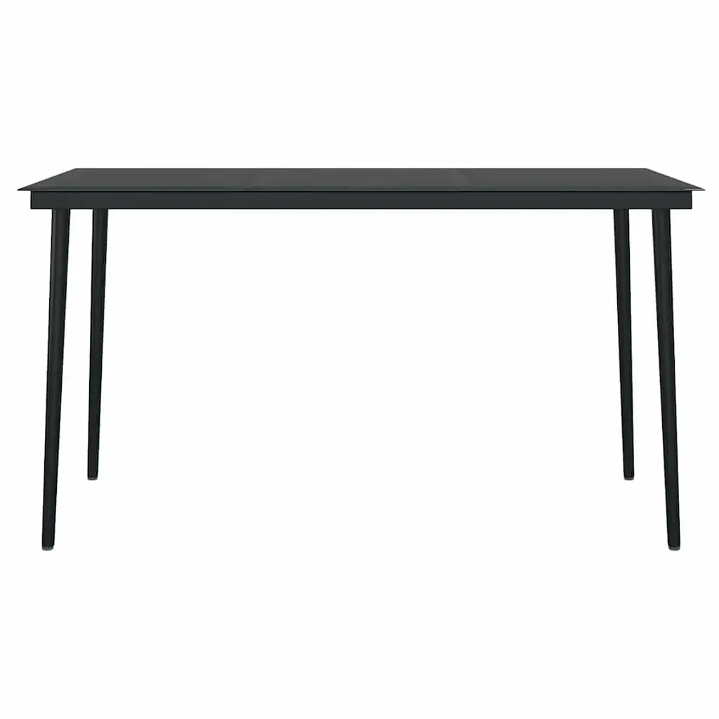 Garden Dining Set 5 Piece Outdoor Furniture Black Poly Rattan Glass Table Chair