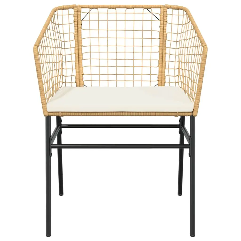 Garden Dining Set 3 Piece Outdoor Patio Furniture Brown Poly Rattan with Glass Table