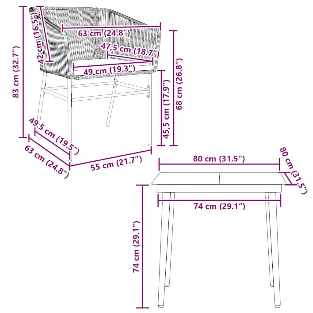 Garden Dining Set 3 Piece Outdoor Furniture Black Poly Rattan Glass Table Patio