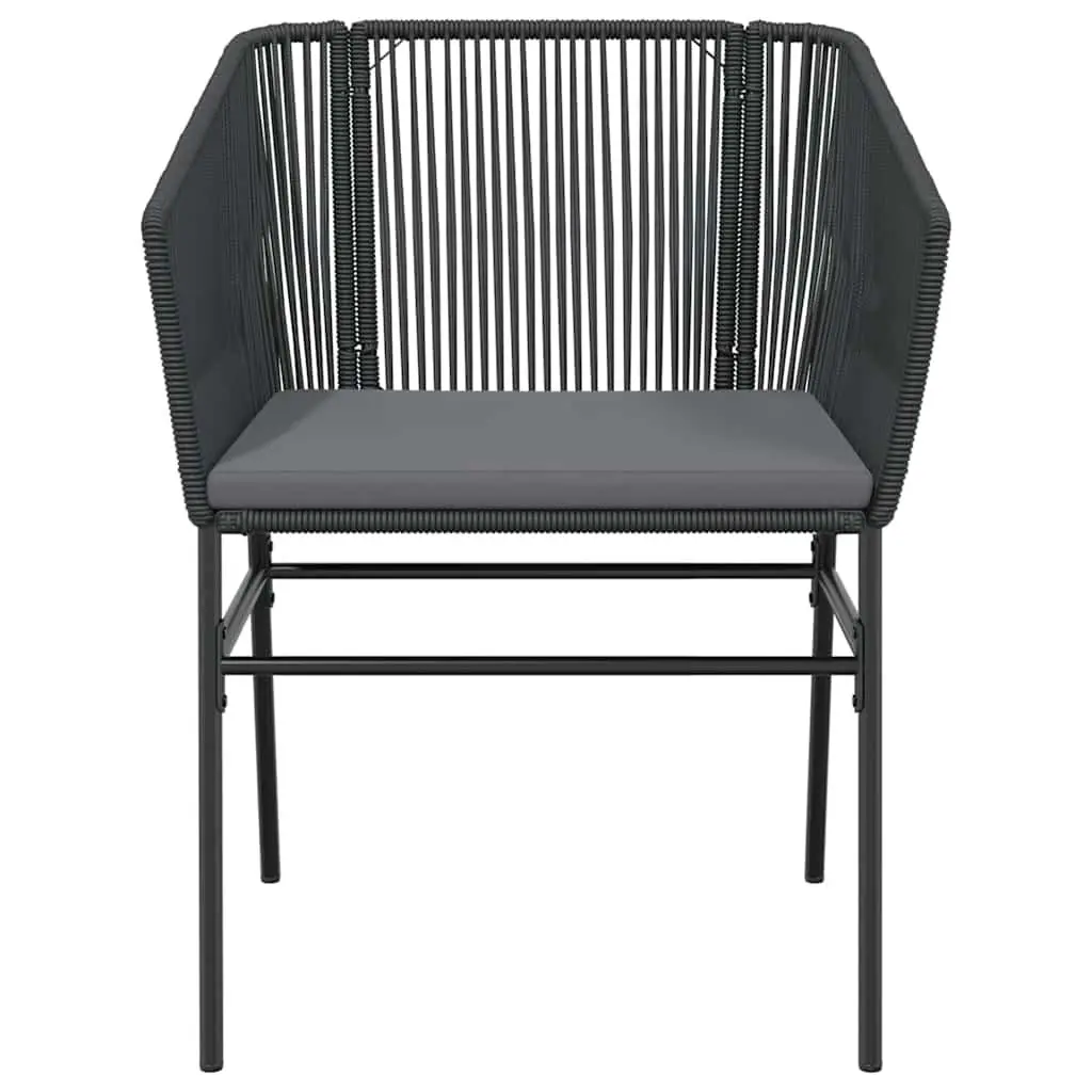 Garden Dining Set Outdoor Furniture 5 Piece Black Poly Rattan Glass Table Chairs